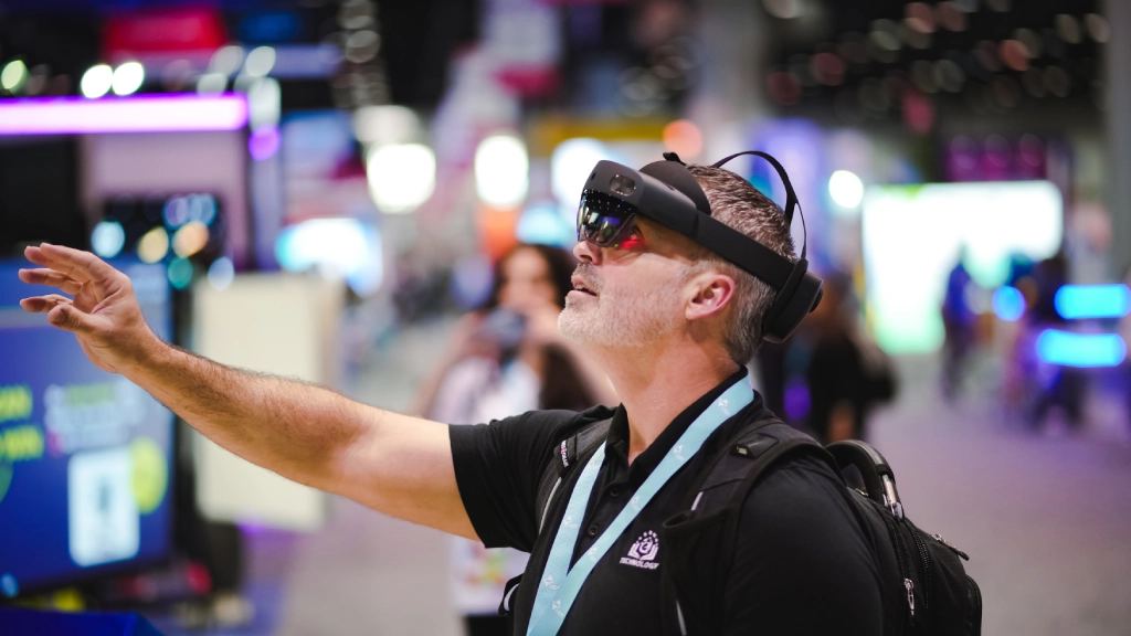 A man in a complete reality headset