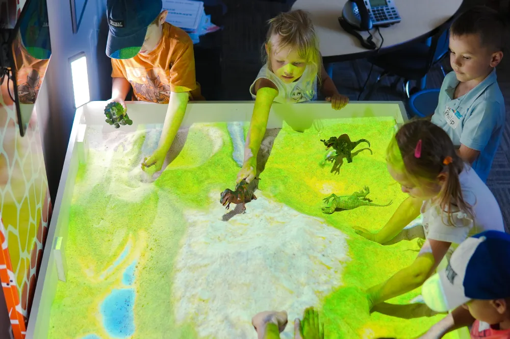 Children are playing with sandbox