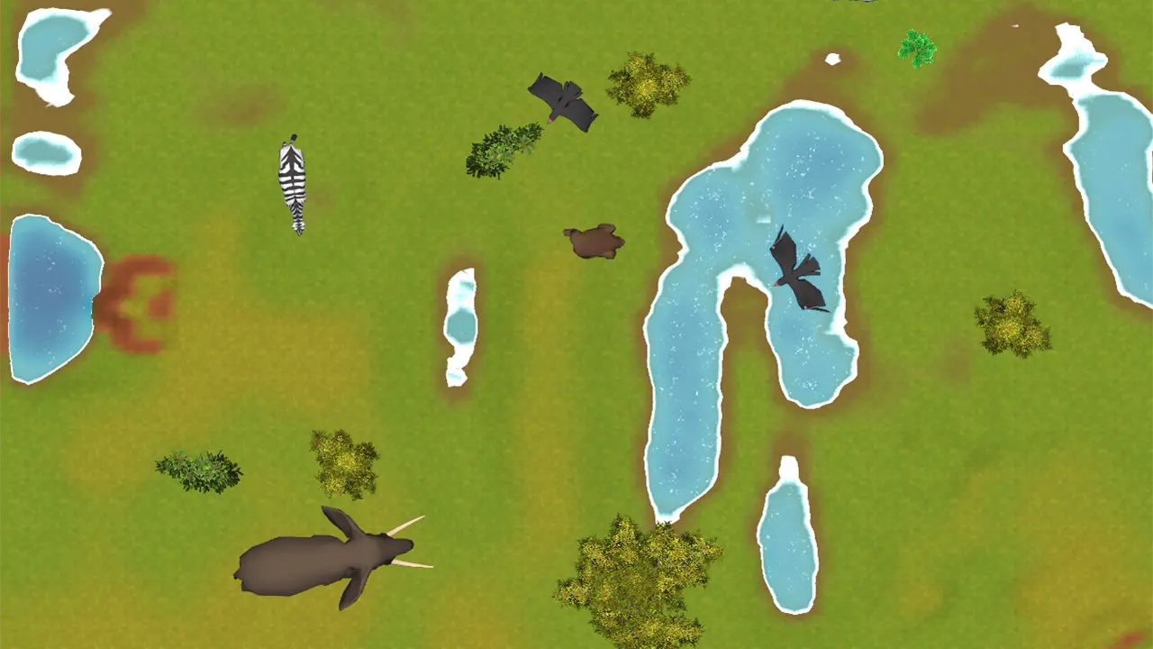 Sandbox Africa interactive sandbox preview with savanna animals, water, and a child interacting with the terrain