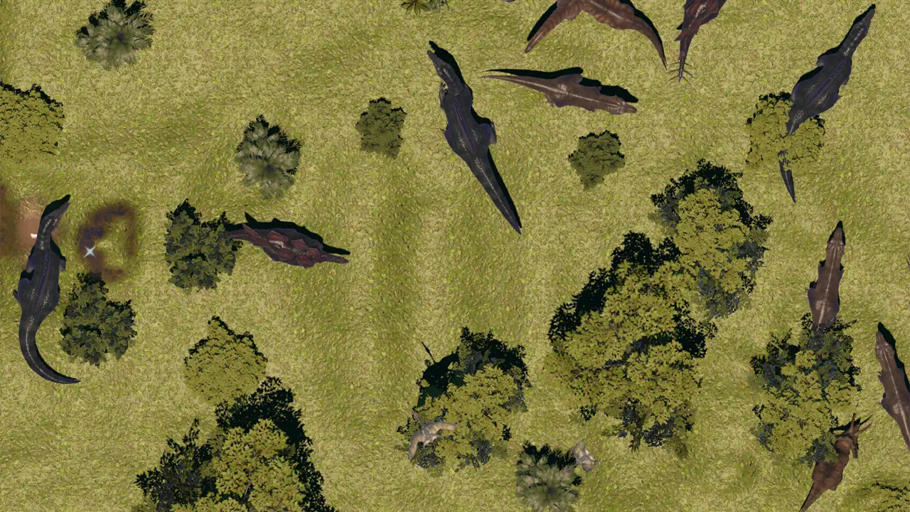 Sandbox Dino World interactive sandbox preview with dinosaurs, lakes, and a child interacting with the terrain