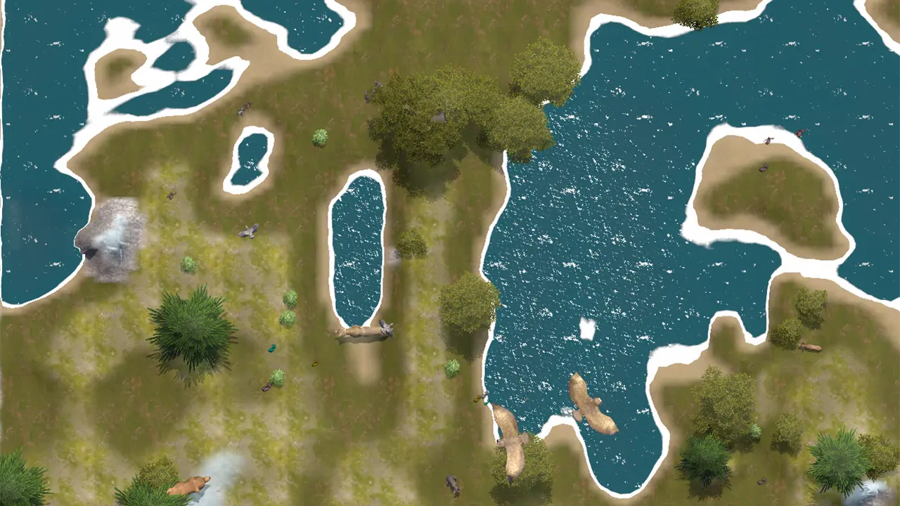 Sandbox Forest Animals interactive sandbox preview with forest animals near a river and a child playing
