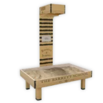 Custom Barrett School interactive AR sandbox with branded enclosure and projected terrain